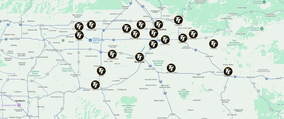 Top Tier Plumbing & Air service areas in the Inland Empire